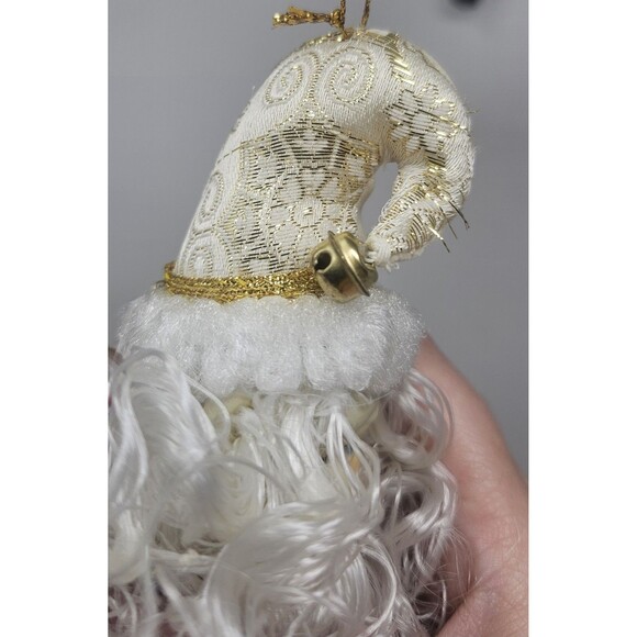 Vintage Porcelain Old World Santa Claus Face Head Jingle Bell Marble Ornament - Picture 12 of 15